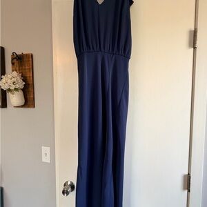 Sea New York Navy V-Neck Wide-Leg Jumpsuit